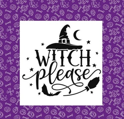 WITCH PLEASE SILHOUETTE VINYL-AUFKLEBER, HEXEREI, NIEDLICH, LUSTIG 8''x 7,3''