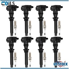For Jaguar F-Pace F-Type Land Rover V8 5.0L 8x Ignition Coils & 8x Spark Plugs