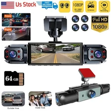 Dash Cam 4 Channel 360° Front Rear Inside DashCam, FHD 1080P Car Camera 64GB