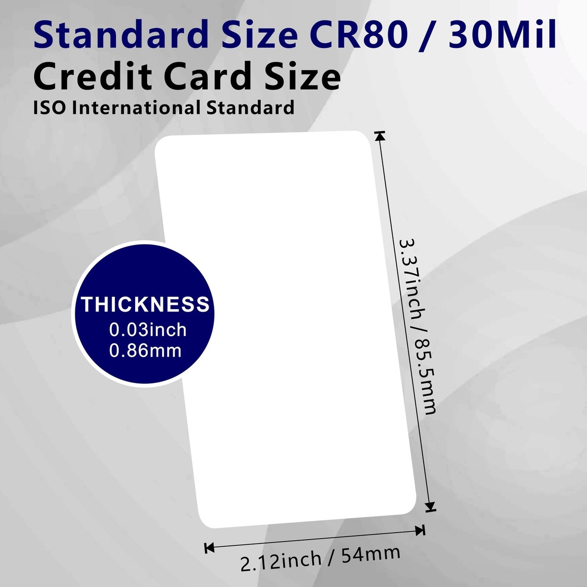 PerfectID CR80 Lot De 100 Cartes D'identité Vierges Vierges En PVC De Qualité ISO 86 X 54 Mm Et épaisseur 760 Microns Bleu Clair