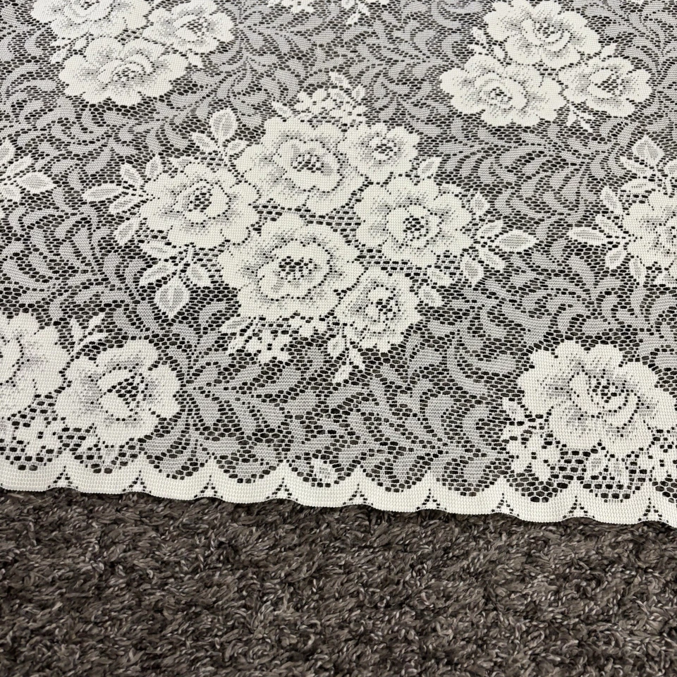 Painel de tecido de renda 40”x80” floral creme off white artesanato tecido vitoriano de renda  - Imagem 3 de 4