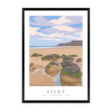 Filey Travel Poster Print - UK Coastal Wall Art