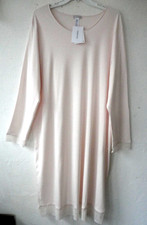 HANRO  XL cotton nightgown - pale Rose Cream  Sophie Pretty Lace Trim   NWT