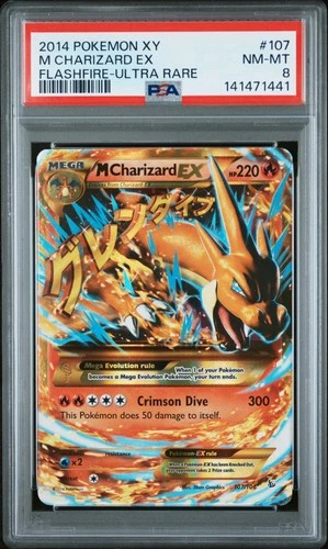 2014 POKEMON XY FLASHFIRE ULTRA RARE #107 M CHARIZARD EX PSA 8