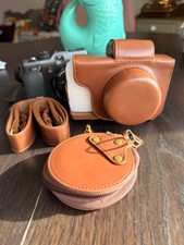 New Tan leather Camera Case + strap, batt pouch Canon Powershot G1X Mark III