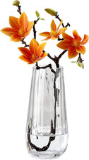 Clear Glass Flower Vase, 9.8 Inch Tall, Modern Farmhouse Decor