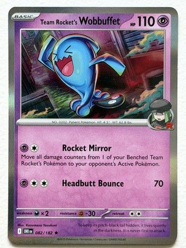 Team Rocket's Wobbuffet 82/182 Destined Rivals Rare Holo Near Mint Pokemon