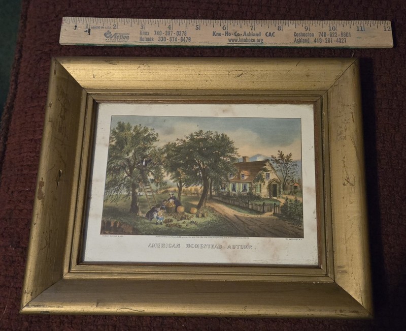 Currier & Ives "American Homestead Autumn" framed by Fleck Bros.