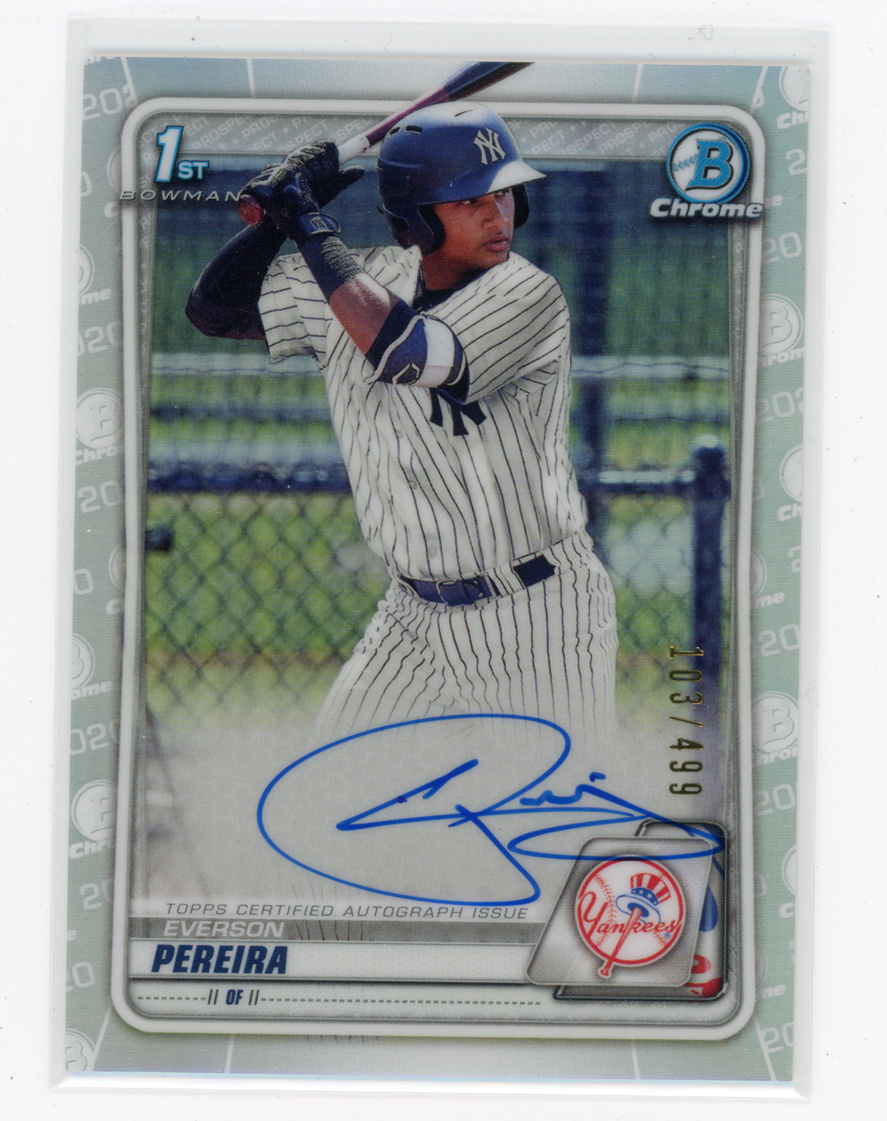 2020 Bowman Chrome Everson Pereira 1st Prospect Refractor AUTO #103/499 (CS)