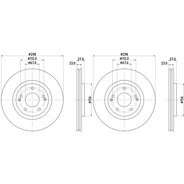 2X Hella Bremsscheiben 298Mm Vorne Passend FüR Ssangyong Tivoli XLV 56249-image