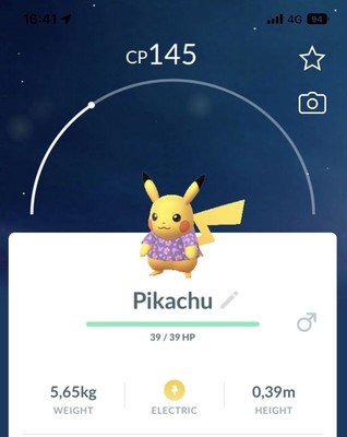 non Shiny Pikachu (Purple Shirt Singapore Air Adventures) (#025) - Pokémon GO