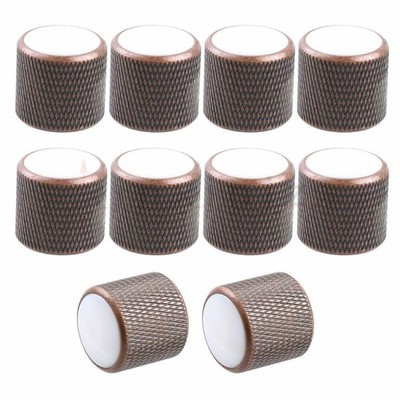 10Pcs Guitar Bass Metal knob Volume Tone Control Knobs White Shell dome Bronze *