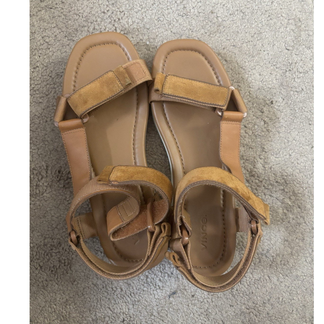 Vince Women’s US 8 Brown Leather Strappy Hook & Loop Ankle Strap Sandals