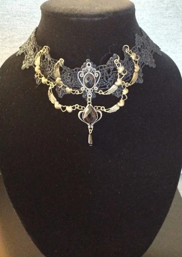 Vintage & Modern Black Brass & Silvertone Beaded Costume Jewelry Lot 12 Pc