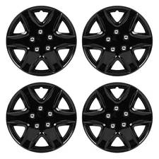 4X Black Wheel Hub Caps Covers Snap On Rim Covers For R15 Tire 4 Lug Wheel