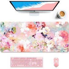 35.5x15.7 XXL Large Mouse Pad Cute Pink Flowers Extended Gaming Mousepad