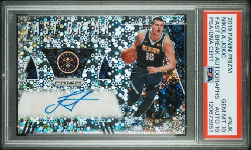 Nikola Jokic Gold Auto PSA 10 GEM MT / DNA PSA 10 2019 Prizm Fast Break Nuggets