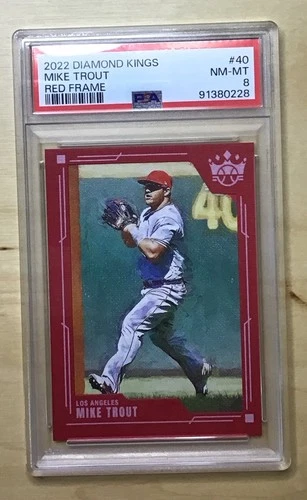 🔥Mike Trout 2022 Diamond Kings Red Frame Parallel #40 Color Match PSA 8 POP 1