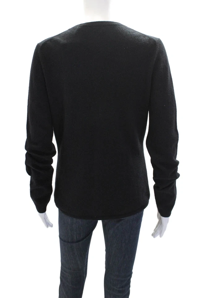 Top tejido Saks Fifth Avenue para mujer cachemir manga larga cuello en V negro talla M Foto 3 de 4