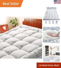 Mattress Topper Twin Size Cooling Breathable Bamboo Viscose 1000GSM Quilted