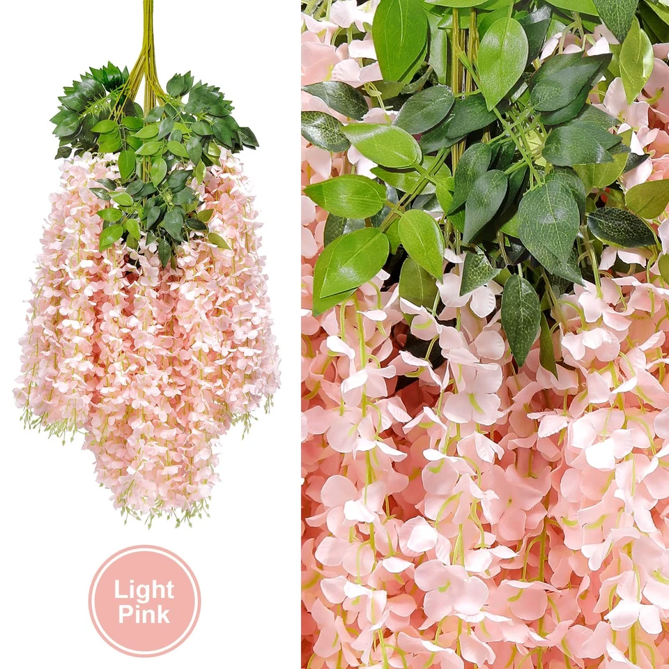 24 Pack(Total 43.2 Feet) Artificial Fake Wisteria Vine Rattan Hanging Garland... - Image 3 of 4