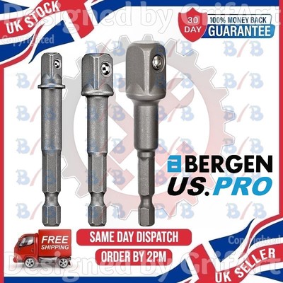 3 STCK. 1/4 ZOLL SECHSKANTSCHAFT BOHRER AUF 1/4 1/2 3/8 ZOLL VIERKANT STECKSCHLÜSSEL ADAPTER SET