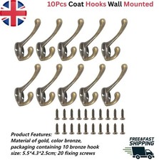 10 x Classic Antique Industrial Style Double Coat Hooks Vintage Cast Iron Hanger