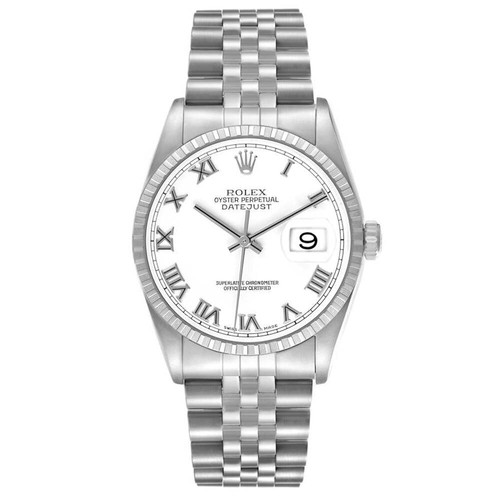 1991 Rolex 36mm DateJust Steel Watch with White Dial and Flute...