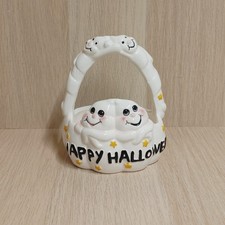 Vintage Halloween Ghost Candy Dish Basket Cer...