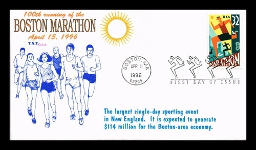 US COVER PICTORIAL CANCEL FIRST DAY OF ISSUE TNT CACHETS BOSTON MARATHON