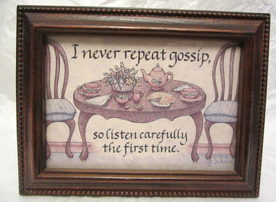 VTG Babbling Brook Framed Signed by J Schiavo 1993 ''I never repeat gossip''