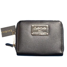 Bebe USA Black Leather Zip Around Wallet Coin Purse Card Holder NWT