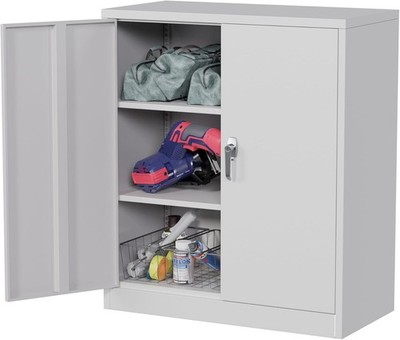 Großer Metallschrank mit verstellbaren Regalen in Grau, H90xB80xT40cm