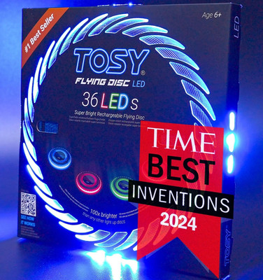 TOSY Flying Disc 36 LEDs, blau extrem hell, Smart Auto Frisbee