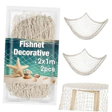  2PCS Fish Net Decorative - Fish Net Decorations Decorative Netting Nautical 