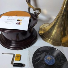 Horn Type Gramophone Phonograph Reproduction Tested Working British Antique JP