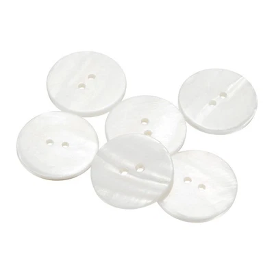 7Stk Natürliche Perlmuttknöpfe 2 Löcher 25mm Flach Perlmuttknöpfe Weiß - Bild 1 von 4