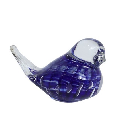 Vintage Joe St. Clair Art Glass Blue Bird Paperweight Swirl Signed MCM 1990s