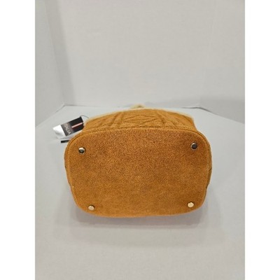 NWT Claudia Firenze Genuine Leather Bucket Bag Sherpa Trim Quilted Made in Italy