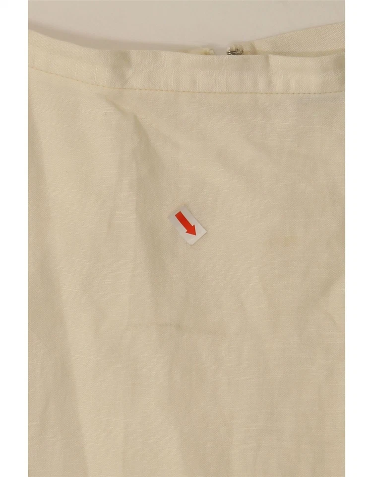 Falda IZOD para mujer línea A US 6 mediana W32 blanco roto floral lino CG07 Foto 4 de 4