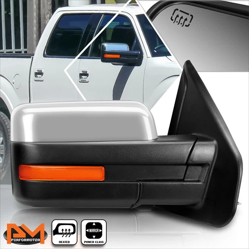 For 04-14 Ford F150 Powered+Heated Manual Folding Right Side View Mirror Chrome