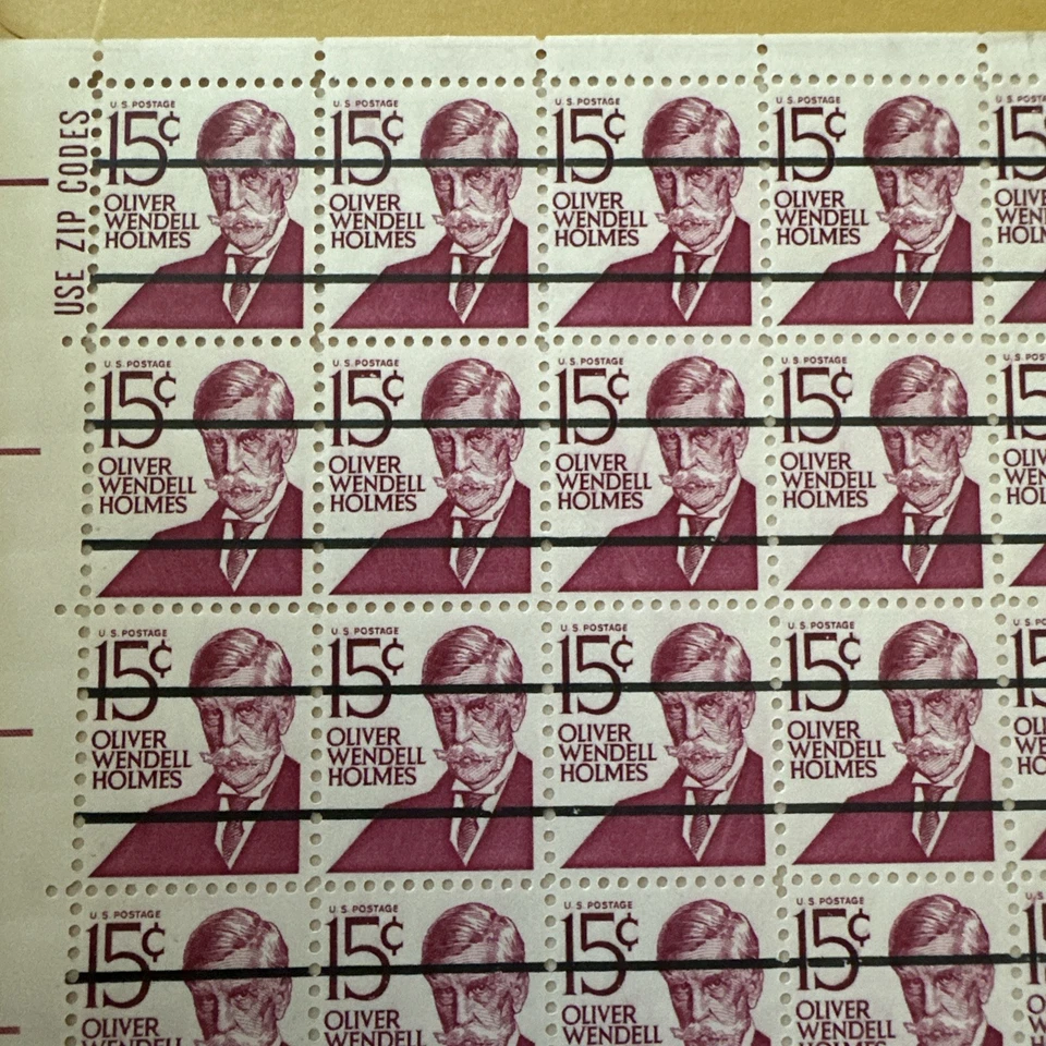 United States 15¢ Oliver Wendell Holmes Postage Stamp #1288 Pre-Cancelled Sheet - Image 2 of 3