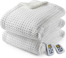 King Size Heated Blanket with Dual Controller, 10 Heat Levels, Machine Washable