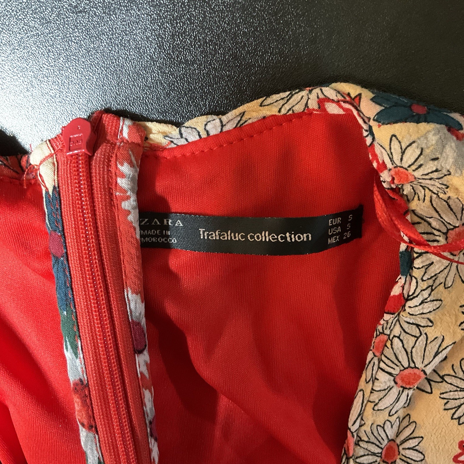 Zara Trafaluc Collection Dress Juniors Small Red Floral Patchwork Boho Festival*