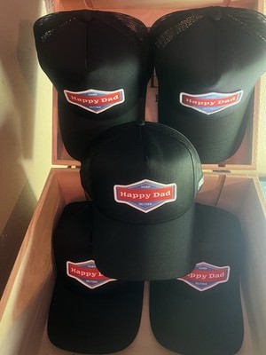 Happy Dad Black Trucker Hat Set. 1 Full Send/ 4 Regular. 