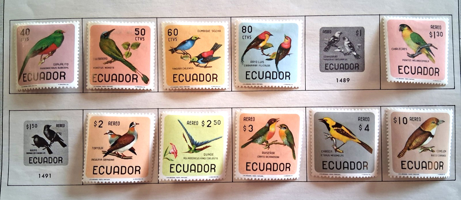 Ecuador 1966 Bird Issues Partial Set MH OG Scott # 751-751C C442 / C448 on Page