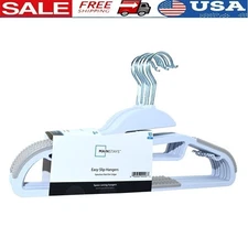 Non-Slip Plastic Clothes Hangers 10 Pack Easy Slide Durable Clothing Organizer