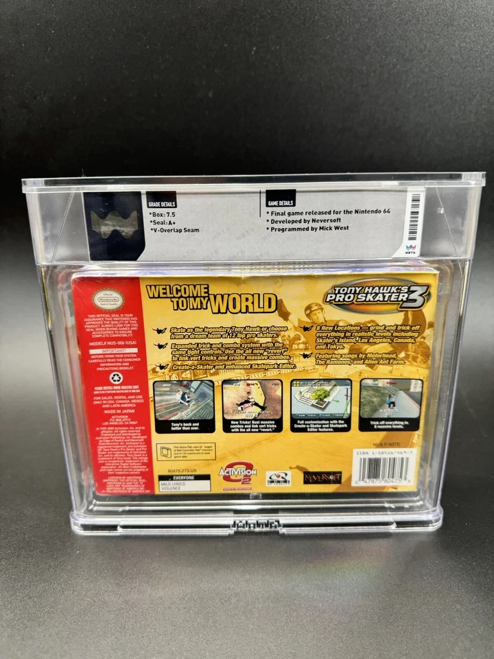 2002 Nintendo 64 N64 TONY HAWK'S PRO SKATER 3 Factory SEALED WATA 7.5 A+ Graded - Image 2 of 3