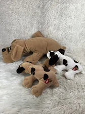 Pound Puppies Tonka  1985 Plush Lot 3 Mom Baby Puppy White Brown Spots