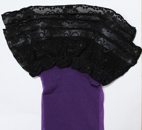 Halterlose Strümpfe Spitzenband breite Spitze Farben mit Lycra Gr S-XXL Naht EU - Bild 35 von 53